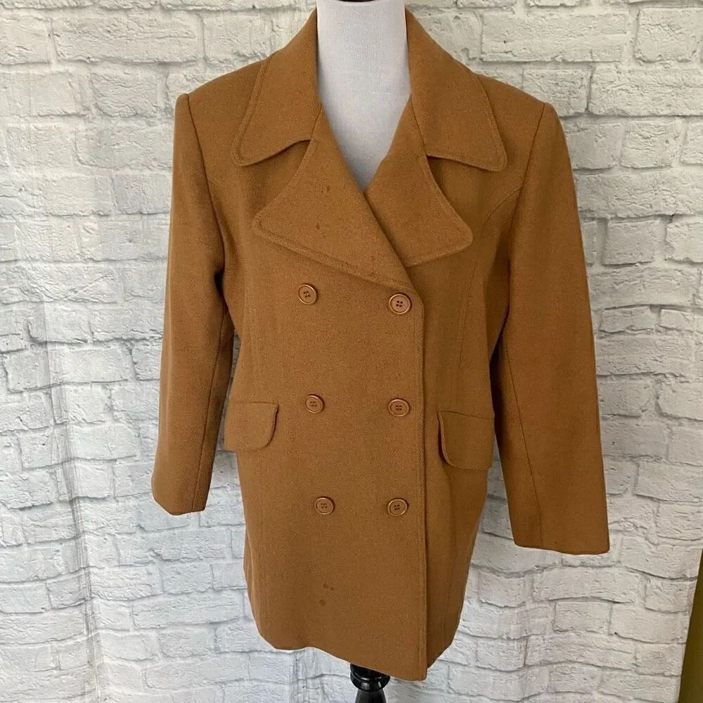 Jason Kole women 6 wool blend fully lined button up pea coat w/front pockets